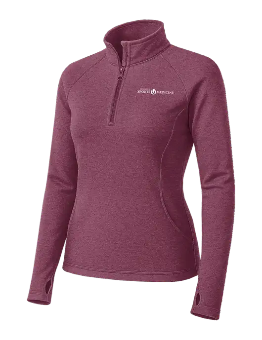 Dark Fuchsia Heather Womens Sport Wick Stretch 1/4 Zip Pullover w/Espanola Logo