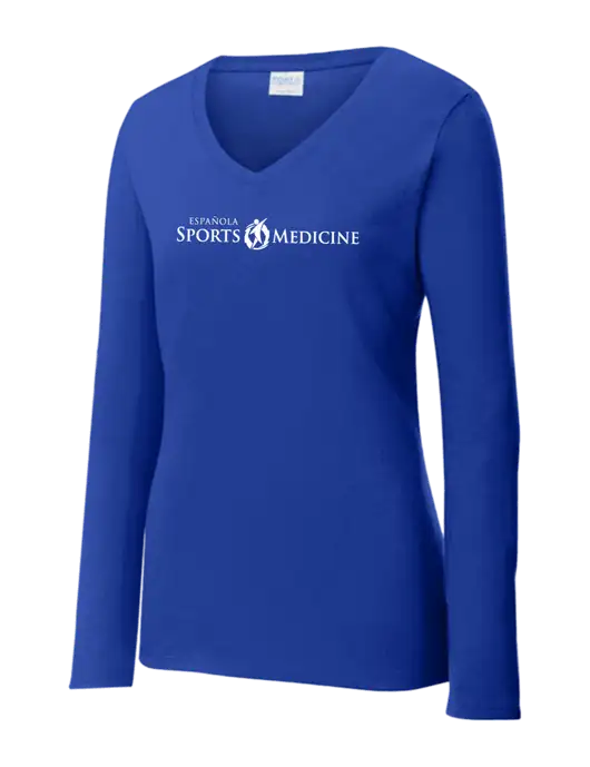 Womens  V-Neck Ring Spun Royal 4.5 oz Long Sleeve T-Shirt w/Espanola Logo